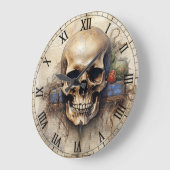 ハロウィーンクリーミー不気味ヴィンテージスカル ラージ壁時計 (傾斜)