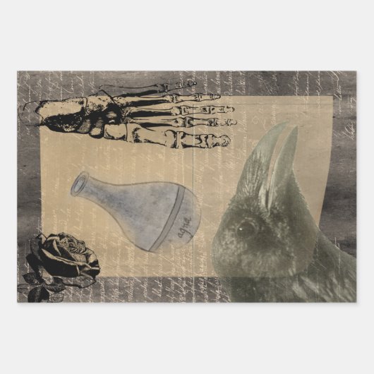 ハロウィーンクリームクロウヴィンテージエフェメラ ラッピングペーパーシート (正面)