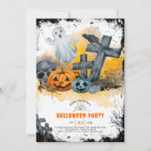 ハロウィーンクロスと幽霊パーティの招待状 招待状 (正面)