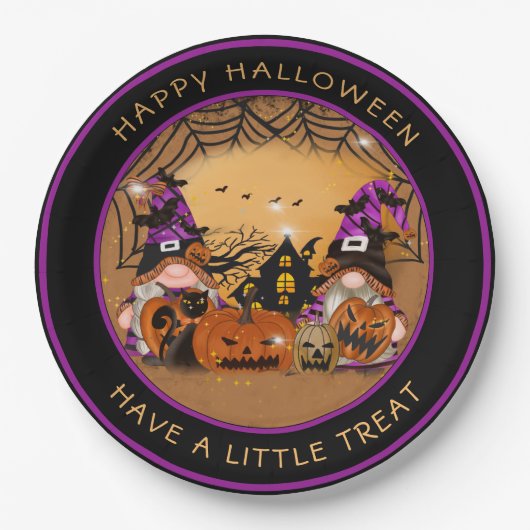 ハロウィーングノーンズパンプキンズスパイダーウェブハ幽霊のよく出るウス ペーパープレート (正面)