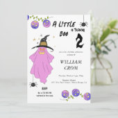 ハロウィーングラディエント幽霊スカルガーランド誕生日 招待状 (スタンド正面)