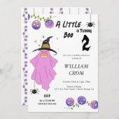 ハロウィーングラディエント幽霊スカルガーランド誕生日 招待状 (正面/裏面)