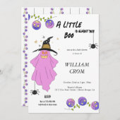 ハロウィーングラデーション幽霊スカルガーランドベビーシャワー 招待状 (正面/裏面)