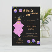 ハロウィーングラデーション幽霊スカルガーランドベビーシャワー 招待状 (スタンド正面)