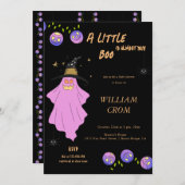 ハロウィーングラデーション幽霊スカルガーランドベビーシャワー 招待状 (正面/裏面)