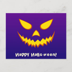 ハロウィーングリニング顔ハロウィーンのカボチャのちょうちんパンプキン ポストカード