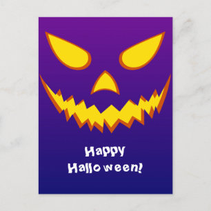 ハロウィーングリニング顔ハロウィーンのカボチャのちょうちんパンプキン ポストカード