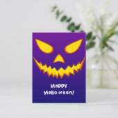 ハロウィーングリニング顔ハロウィーンのカボチャのちょうちんパンプキン ポストカード (スタンド正面)