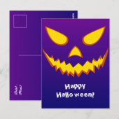ハロウィーングリニング顔ハロウィーンのカボチャのちょうちんパンプキン ポストカード (正面/裏面)