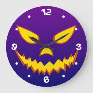 ハロウィーングリニング顔ハロウィーンのカボチャのちょうちんパンプキン ラージ壁時計