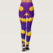 ハロウィーングリニング顔ハロウィーンのカボチャのちょうちんパンプキン レギンス (裏面)