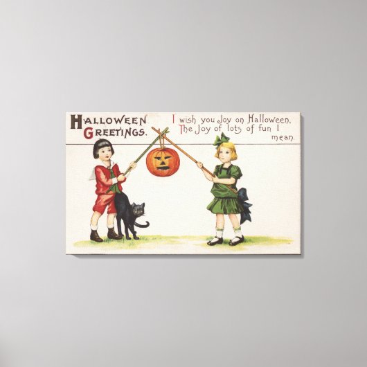 ハロウィーングリーティングカボチャのスティック キャンバスプリント (正面)