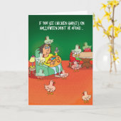 ハロウィーングリーティングカード-チキン幽霊たち カード (黄色い花)