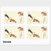 ハロウィーングリーティングボーイブラックキャットテールヴィンテージ 長方形シール (シート)