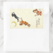 ハロウィーングリーティングボーイブラックキャットテールヴィンテージ 長方形シール (バッグ)