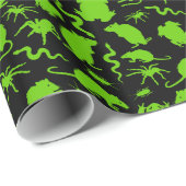 ハロウィーングリーンの不気味なクローリーネズミのクモ ラッピングペーパー (ロールコーナー)