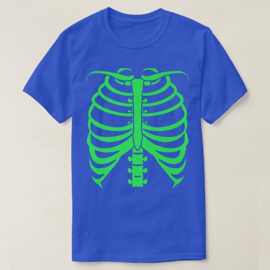 ハロウィーングリーンスケルトンボーン Tシャツ (デザイン正面)