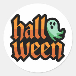 ハロウィーングリーン幽霊シール ラウンドシール