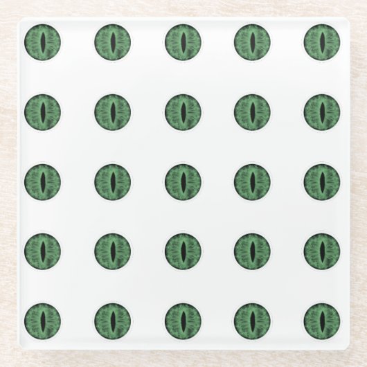 ハロウィーングリーン水玉模様アイ ガラスコースター (正面)