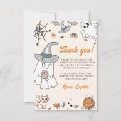 ハロウィーングルーヴィキュート幽霊誕生日パーティー サンキューカード (正面)