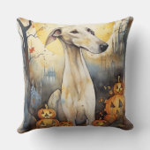 ハロウィーングレイハウンドとカボチャ怖い クッション (裏面)