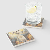 ハロウィーングレイハウンドとカボチャ怖い ストーンコースター (横)