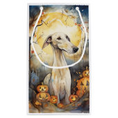 ハロウィーングレイハウンドとカボチャ怖い スモールペーパーバッグ (裏面)