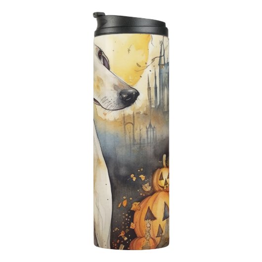 ハロウィーングレイハウンドとカボチャ怖い タンブラー (回転右)