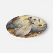 ハロウィーングレイハウンドとカボチャ怖い ペーパープレート (アングル)