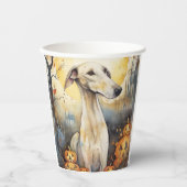 ハロウィーングレイハウンドとカボチャ怖い 紙コップ (正面)