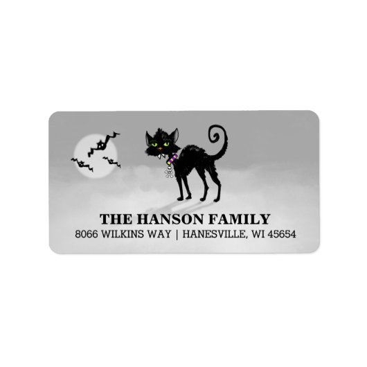 ハロウィーングレー住所 シールブラックキャット ラベル (正面)