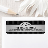 ハロウィーングレー&ブラック住所 シールとこうもり ラベル (インサイチュ)