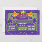 ハロウィーングローローラースケートスケートで滑る誕生日パーティー 招待状 (正面)