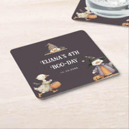 ハロウィーングースグレイ子供の誕生日衣装パーティー スクエアペーパーコースター