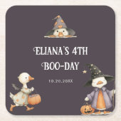 ハロウィーングースグレイ子供の誕生日衣装パーティー スクエアペーパーコースター (正面)