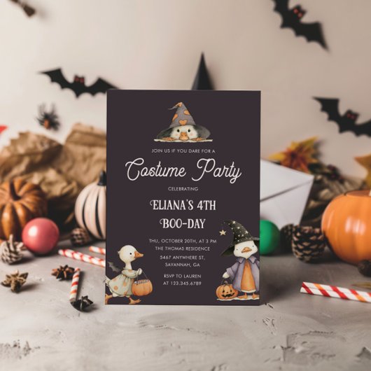 ハロウィーングースグレイ子供の誕生日衣装パーティー 招待状
