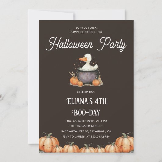 ハロウィーングース子供の誕生日パンプキ飾ンズ 招待状 (正面)