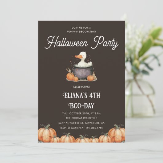 ハロウィーングース子供の誕生日パンプキ飾ンズ 招待状 (スタンド正面)