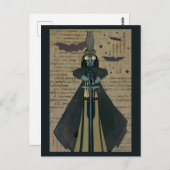ハロウィーングールこうもりフクロウスター ポストカード (正面/裏面)