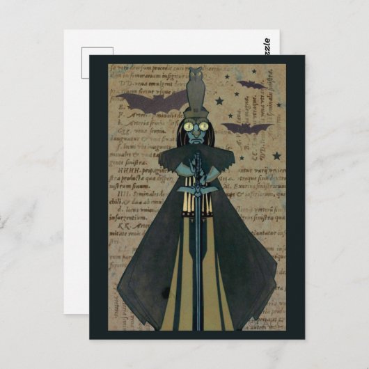 ハロウィーングールこうもりフクロウスター ポストカード (正面/裏面)