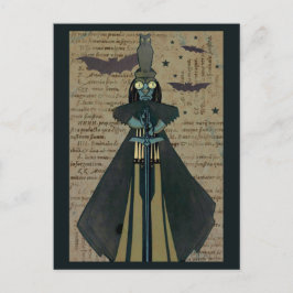 ハロウィーングールこうもりフクロウスター ポストカード