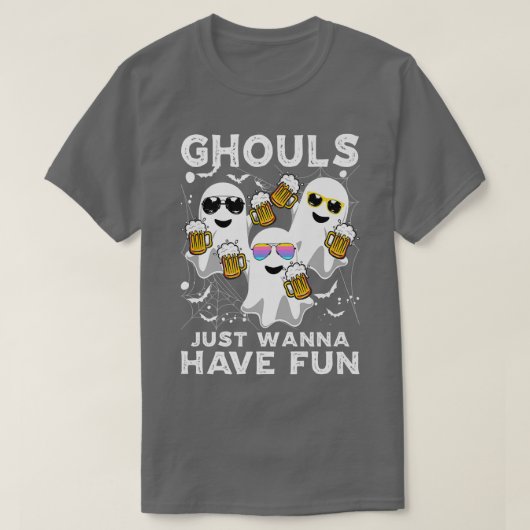 ハロウィーングールズジャストウィーンおもしろい幽霊たちレイジーC Tシャツ (デザイン正面)