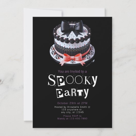 ハロウィーンケーキかわいいミニマモダンリストハロウィーン 招待状 (正面)