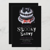 ハロウィーンケーキかわいいミニマモダンリストハロウィーン 招待状 (正面/裏面)