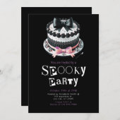 ハロウィーンケーキかわいいミニマモダンリストハロウィーン 招待状 (正面/裏面)