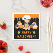 ハロウィーンケーキとベーキングブルネットガール スタンダードカクテルナプキン (インサイチュ)