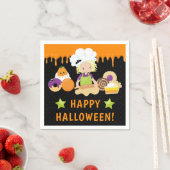 ハロウィーンケーキとベーキングブロンドガール スタンダードカクテルナプキン (インサイチュ)