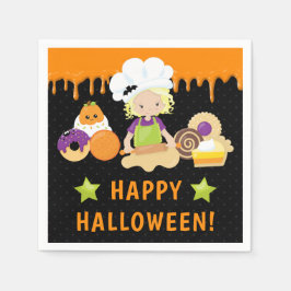 ハロウィーンケーキとベーキングブロンドガール スタンダードカクテルナプキン