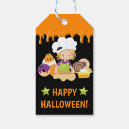 ハロウィーンケーキとベーキング赤毛ガール ギフトタグ