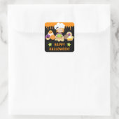 ハロウィーンケーキとベーキング赤毛ガール スクエアシール (バッグ)